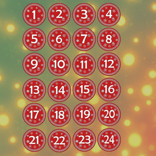 Kerst Adventsstickers-24x 45mm op Vel