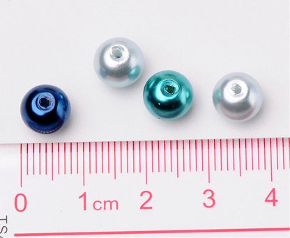 Kralen-Sieraden Maken- 100 Glaskralen-8mm - Kerstkralen - Glasparels - Blauwe kleuren