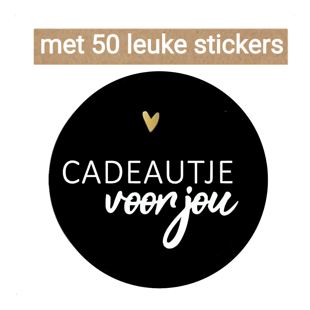 HGN papieren tasjes 50 stuks en 50 zwarte stickers met tekst -18x8x22 cm