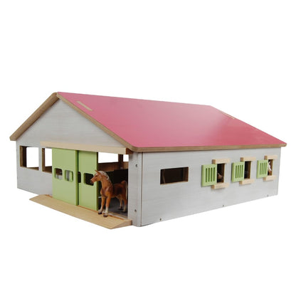 Kids Globe Paardenstal met 3 boxen en ruiterpad 1:32