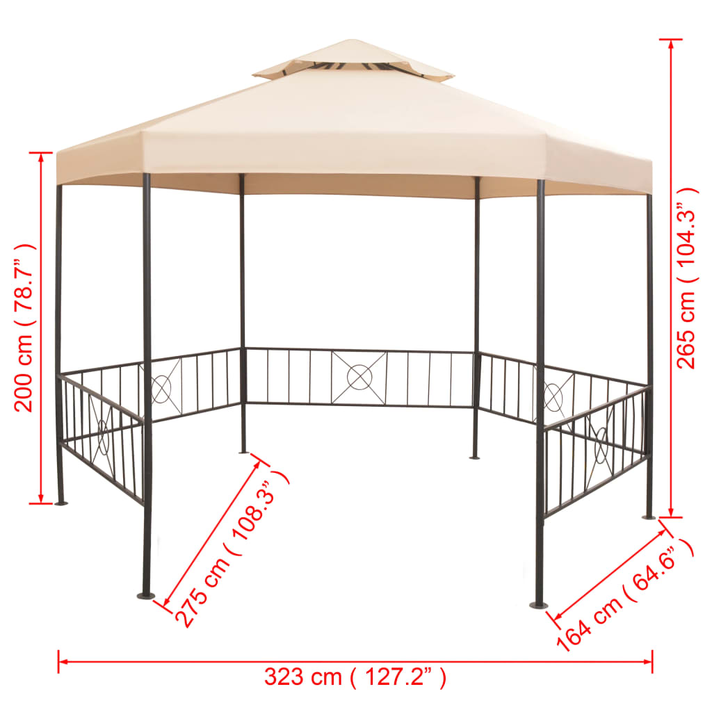 Tuinprieel 323x265 cm hexagonaal beige