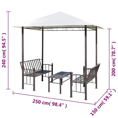 Tuinpaviljoen met tafel en bankjes 2,5x1,5x2,4 m