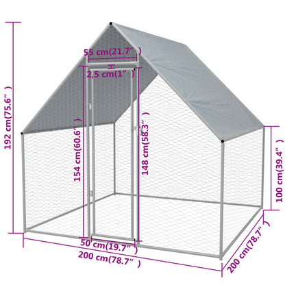 kippenren 2x2x1,92 m gegalvaniseerd staal