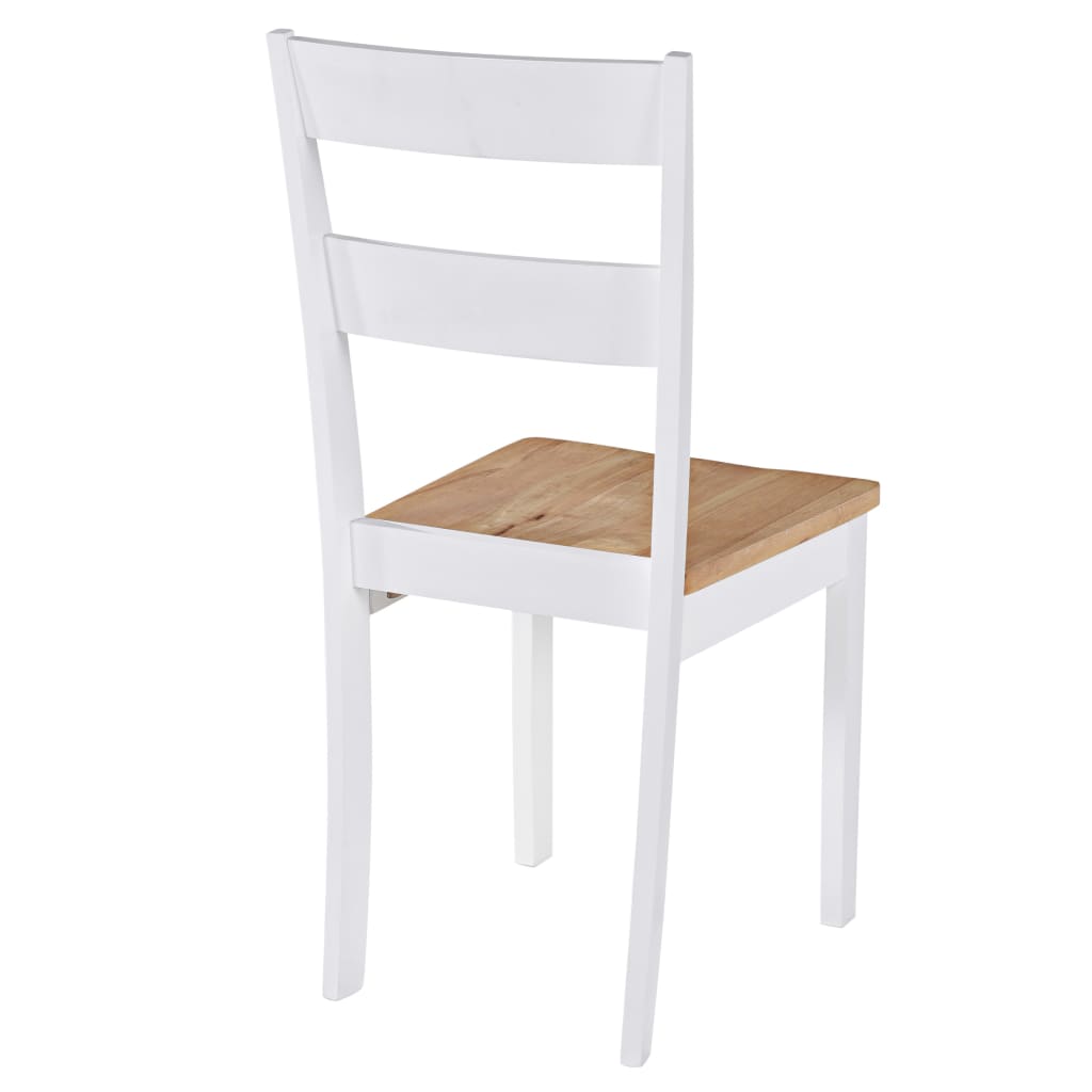 Eetkamerstoelen 4 st massief rubberwood wit