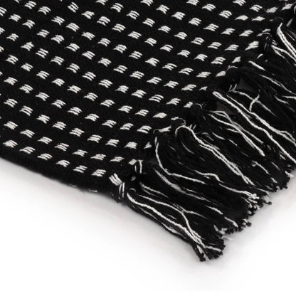 deken vierkanten 125x150 cm katoen zwart