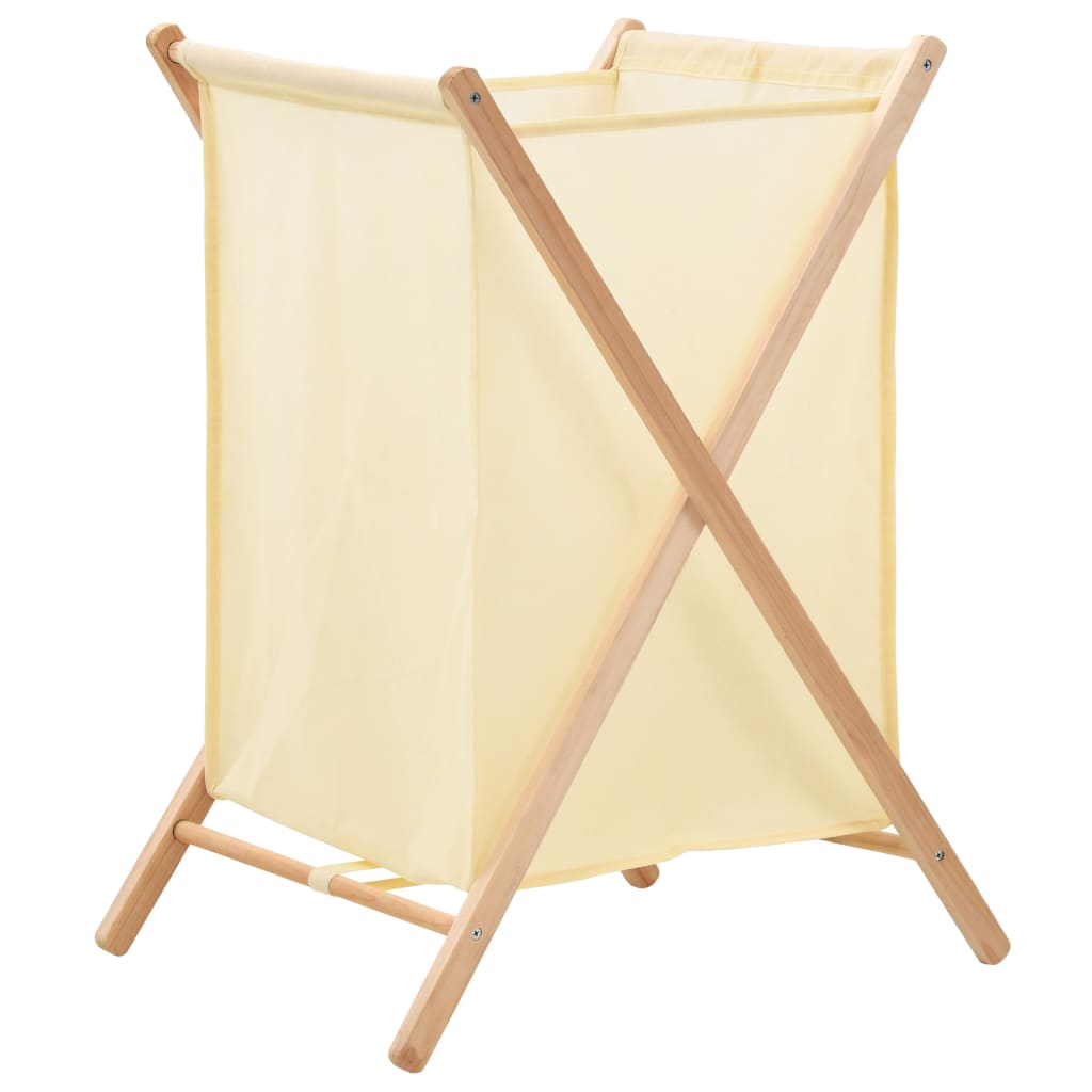 Wasmand 42x41x64 cm cederhout en stof beige