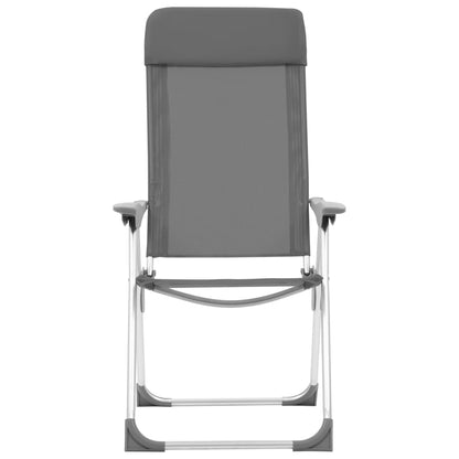 Campingstoelen 2 st inklapbaar aluminium grijs