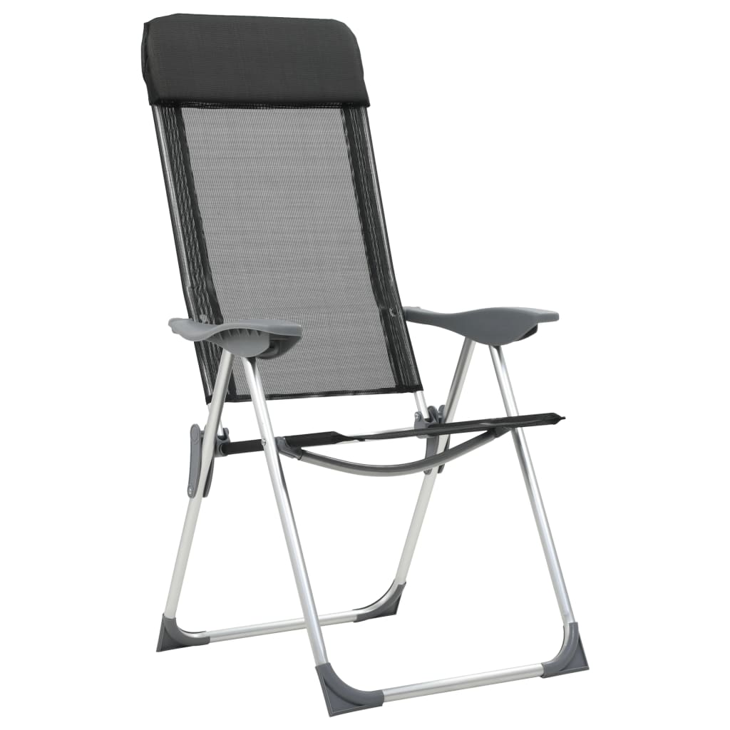 Campingstoelen inklapbaar aluminium zwart 2 st