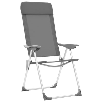 Campingstoelen 4 st inklapbaar aluminium grijs