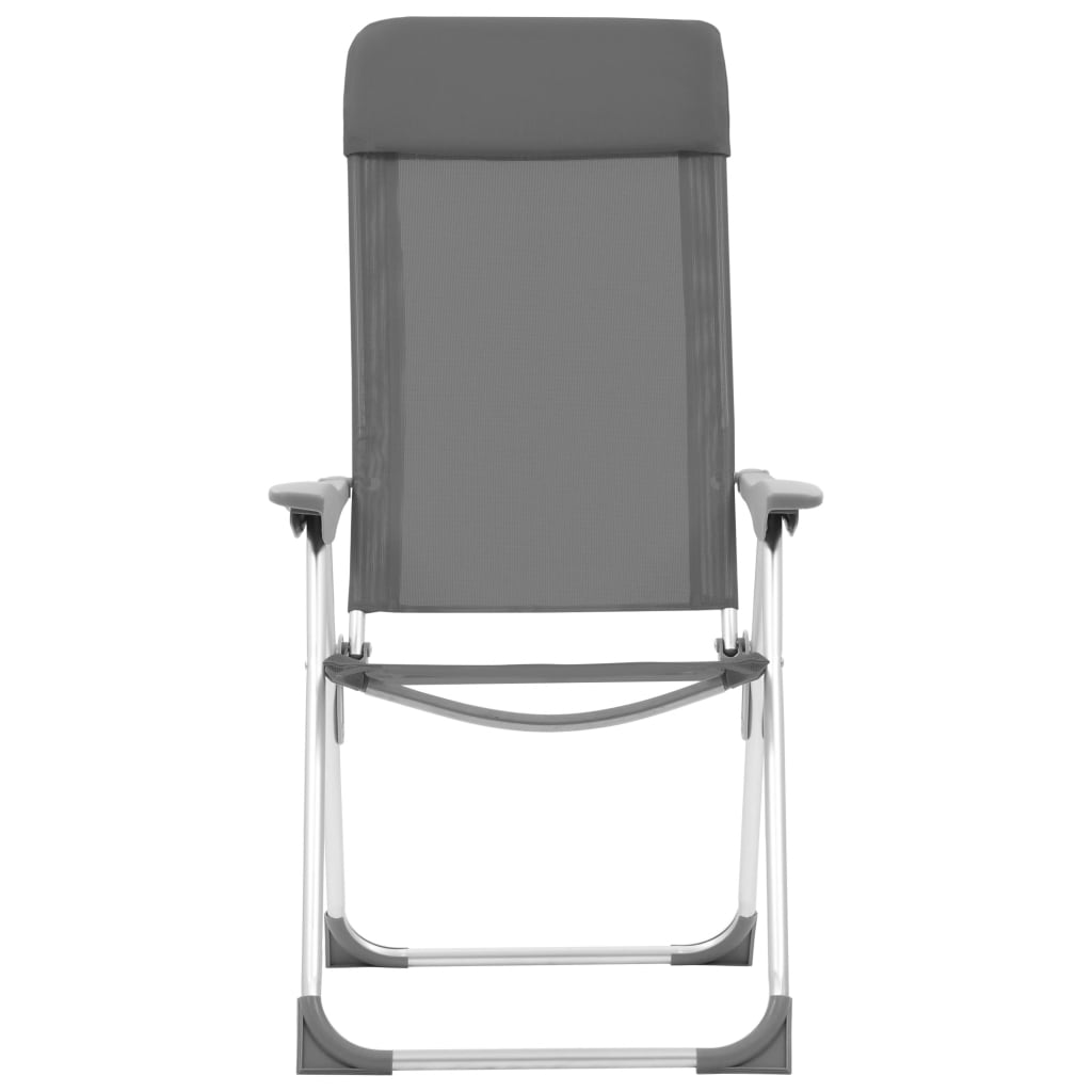 Campingstoelen 4 st inklapbaar aluminium grijs