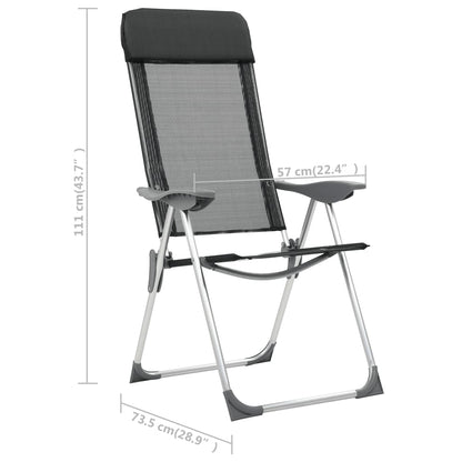 Campingstoelen inklapbaar aluminium zwart 4 st