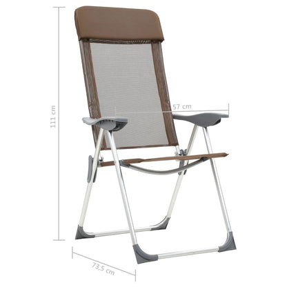 Campingstoelen 4 st inklapbaar aluminium bruin