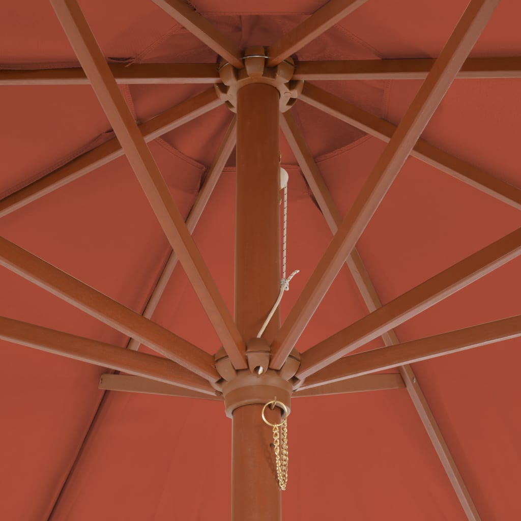 Parasol met houten paal 300 cm terracotta