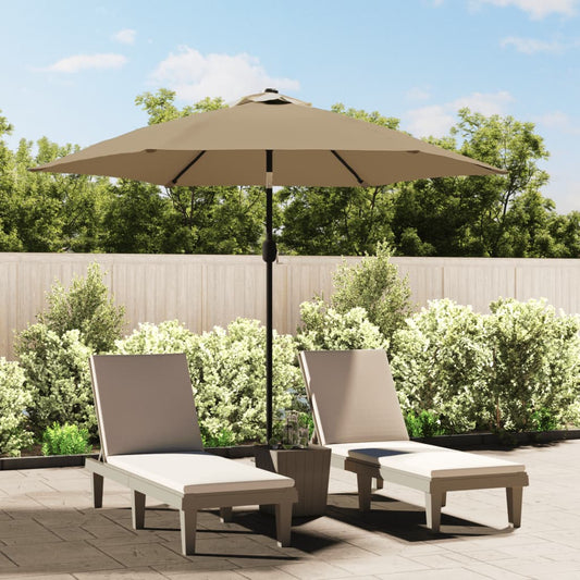 Parasol met LED-verlichting en stalen paal 300 cm taupe