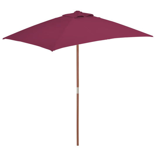 Parasol met houten paal 150x200 cm bordeauxrood