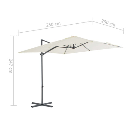 Zweefparasol met stalen paal 250x250 cm zandkleurig