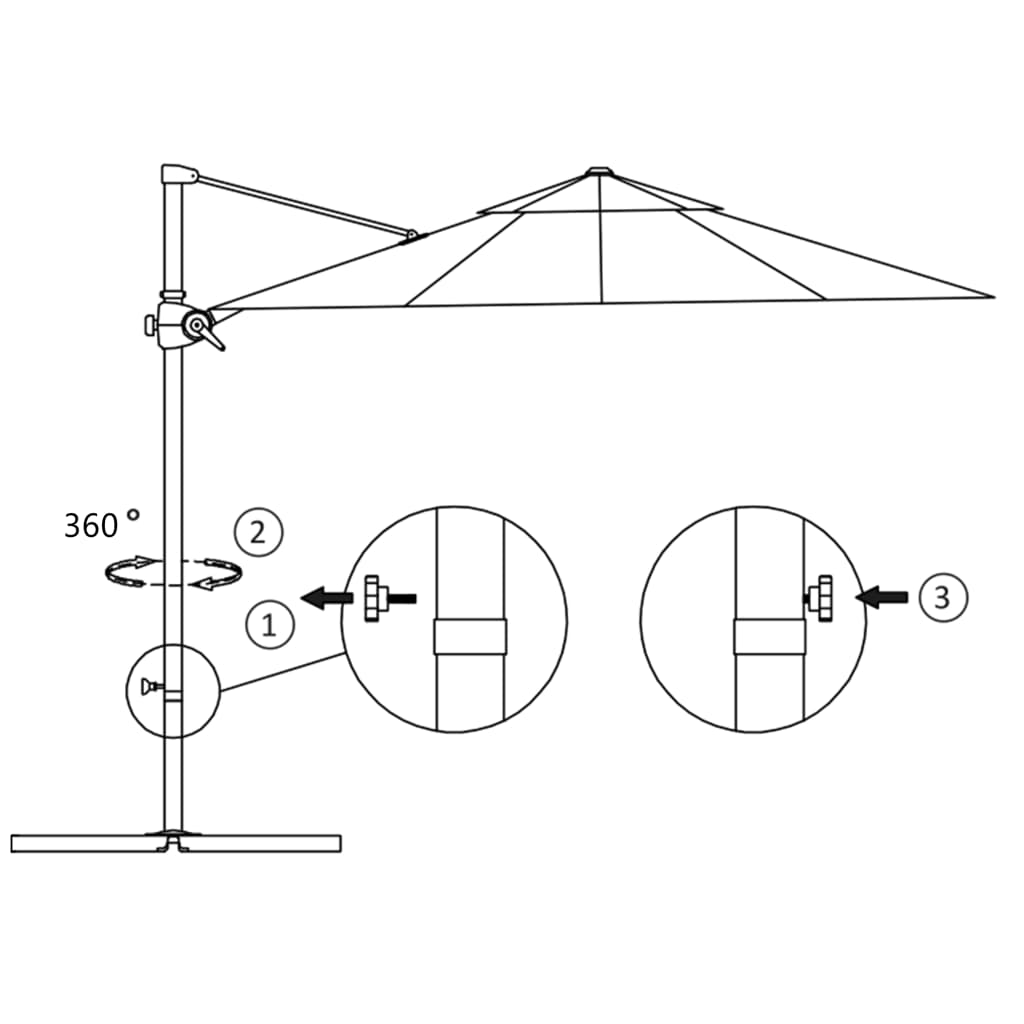 Zweefparasol met stalen paal 250x250 cm antraciet