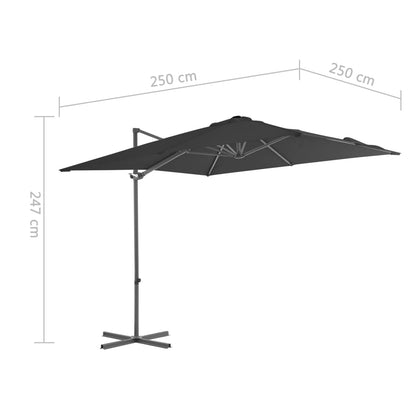 Zweefparasol met stalen paal 250x250 cm antraciet