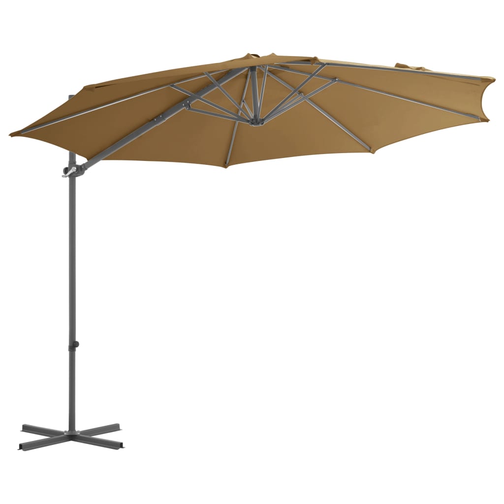 Zweefparasol met stalen paal 300 cm taupe