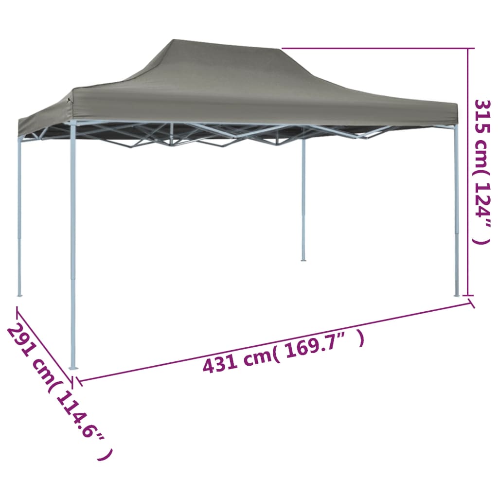 Tent pop-up inklapbaar 3x4,5 m antraciet