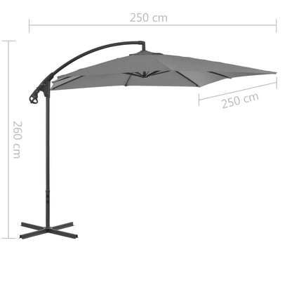 Zweefparasol met stalen paal 250x250 cm antraciet