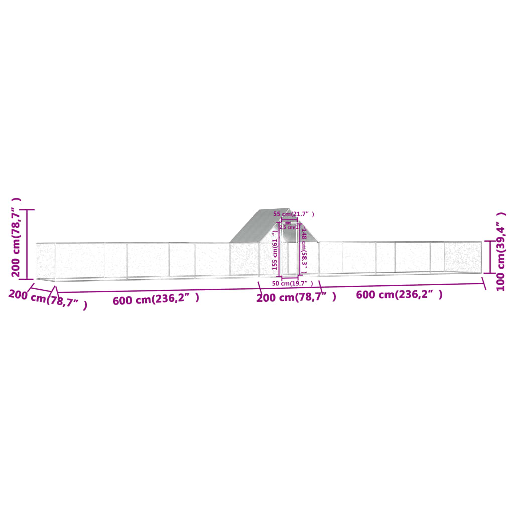 Kippenren 14x2x2 m gegalvaniseerd staal