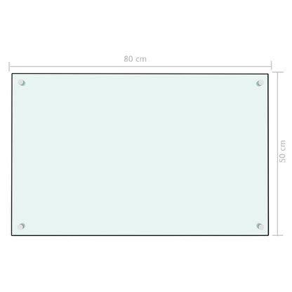 Spatscherm keuken 80x50 cm gehard glas wit