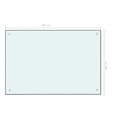 Spatscherm keuken 90x60 cm gehard glas wit