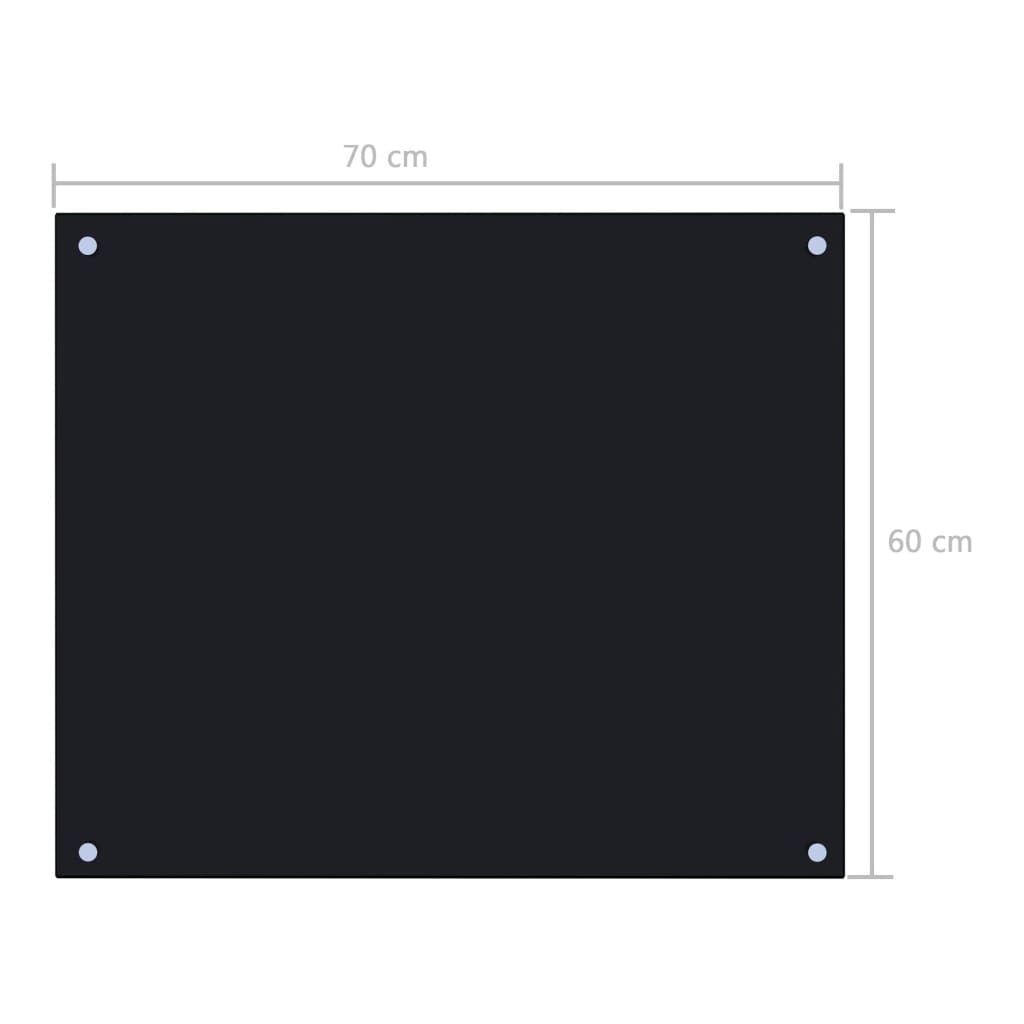 Spatscherm keuken 70x60 cm gehard glas zwart