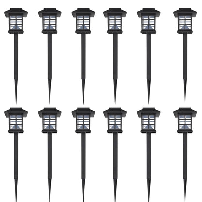 12-delige LED-tuinverlichtingsset solar met pin 8,6x8,6x38 cm