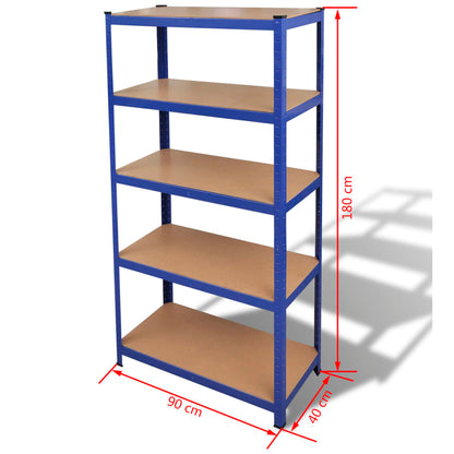 Opbergrek 5-laags staal en bewerkt hout blauw