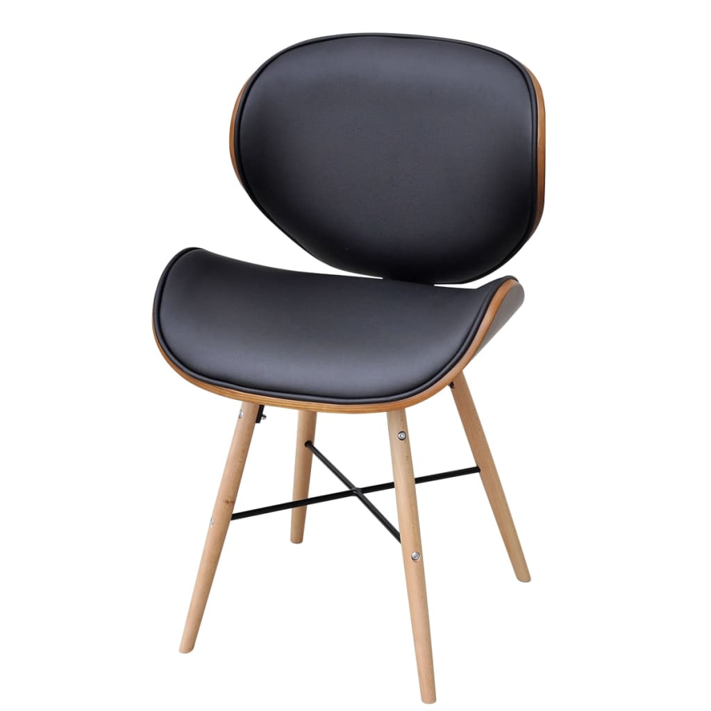 Eetkamerstoelen 4 st gebogen hout en kunstleer