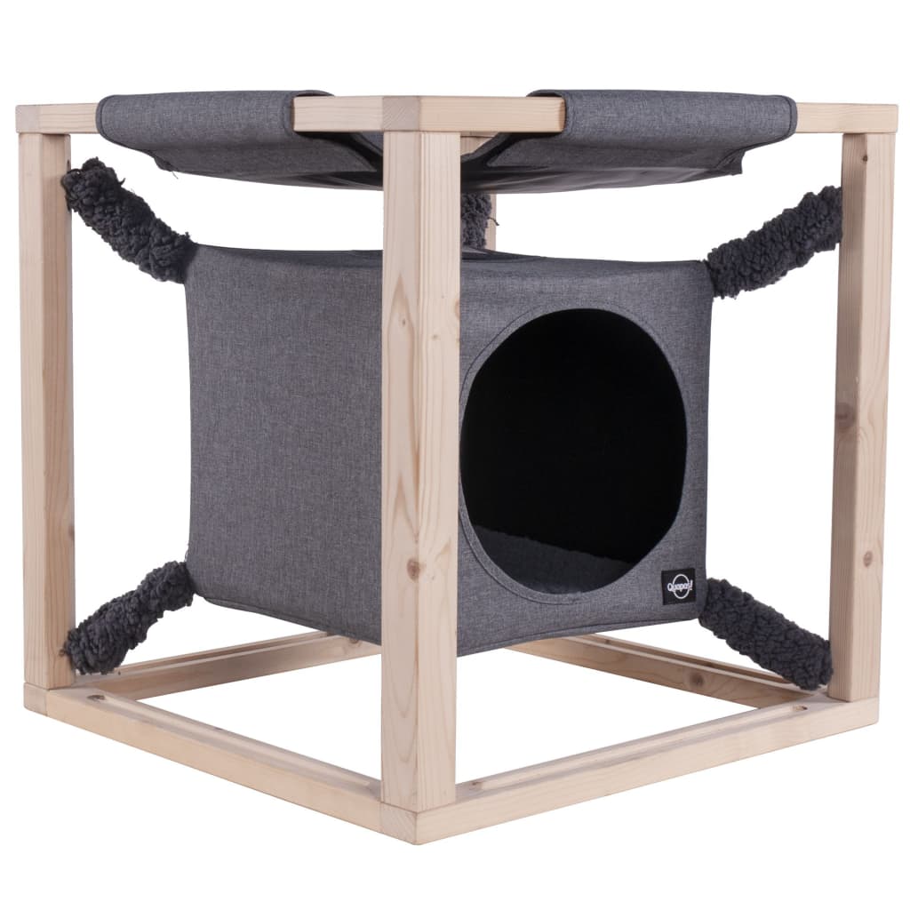 Quapas! Kattenbed met hangmat Catcube M 54x54x54 cm grijs