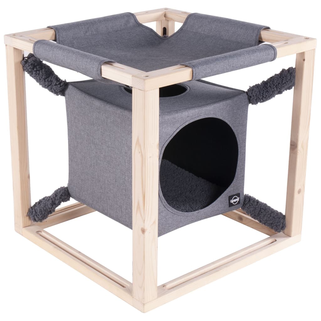 Quapas! Kattenbed met hangmat Catcube M 54x54x54 cm grijs