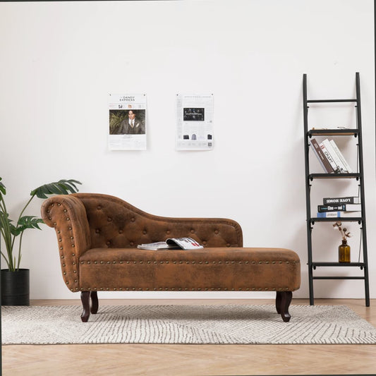 Chaise longue kunstsuède bruin