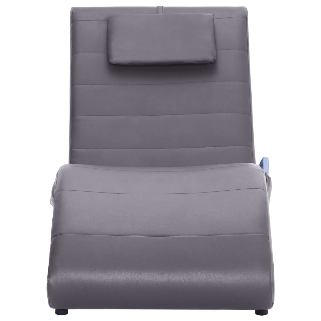 Massage chaise longue met kussen kunstleer grijs