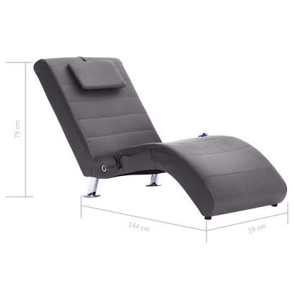 Massage chaise longue met kussen kunstleer grijs