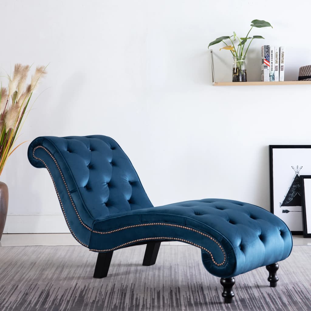 Chaise longue fluweel blauw