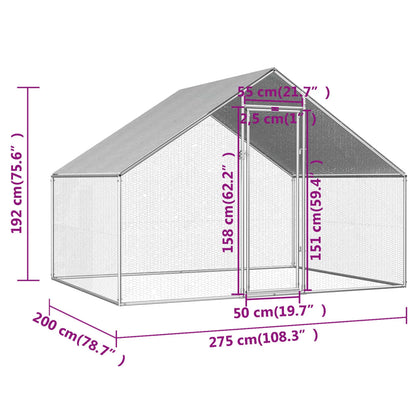 kippenren 2,75x2x1,92 m gegalvaniseerd staal