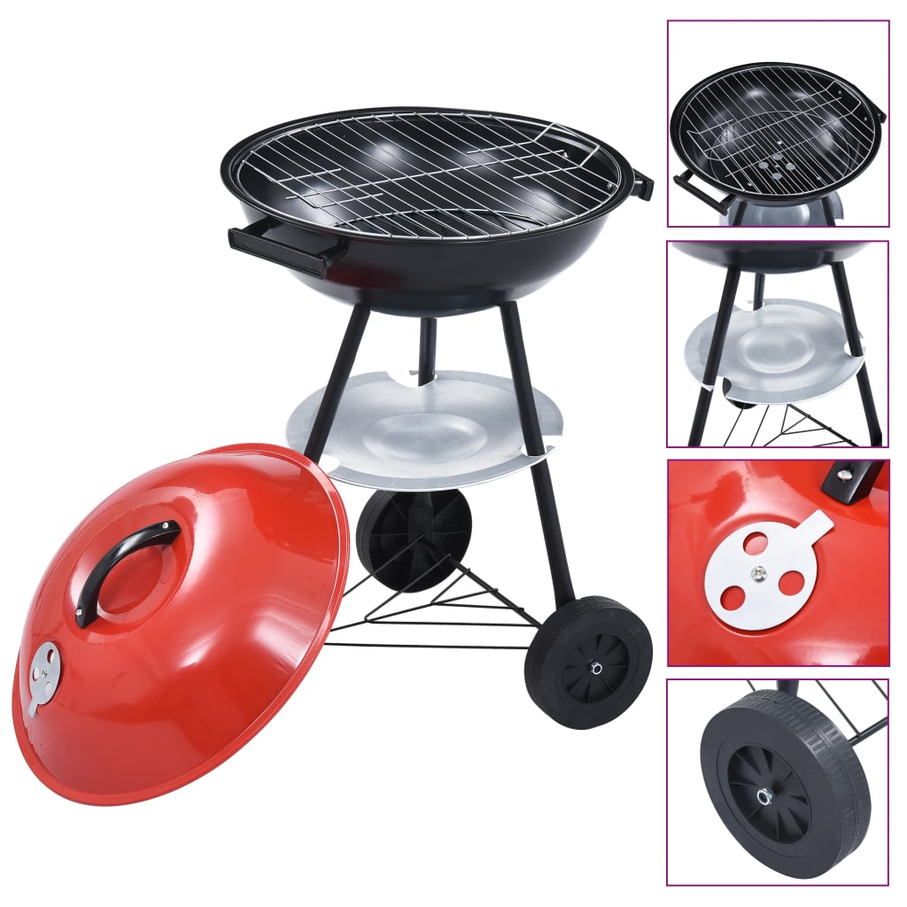 Kogelbarbecue houtskool met wieltjes XXL 44 cm