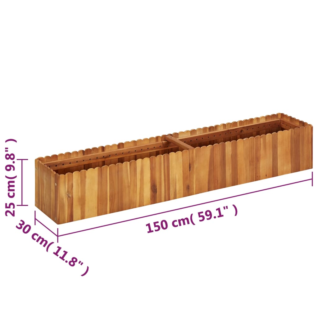 Plantenbak verhoogd 150x30x25 cm massief acaciahout