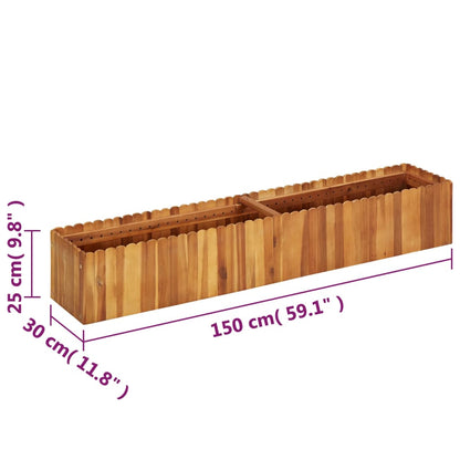 Plantenbak verhoogd 150x30x25 cm massief acaciahout