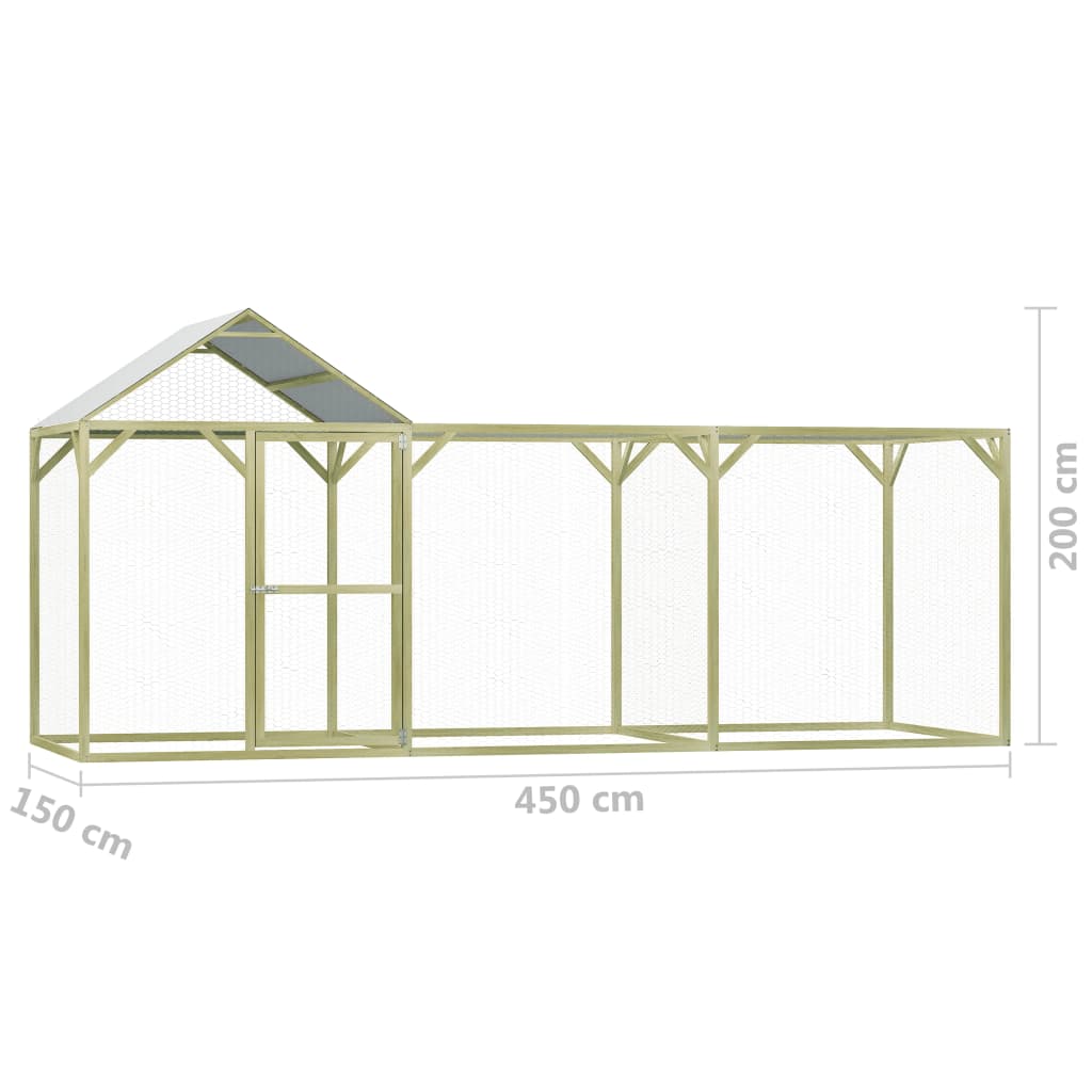 kippenren 4,5x1,5x2 m geïmpregneerd grenenhout