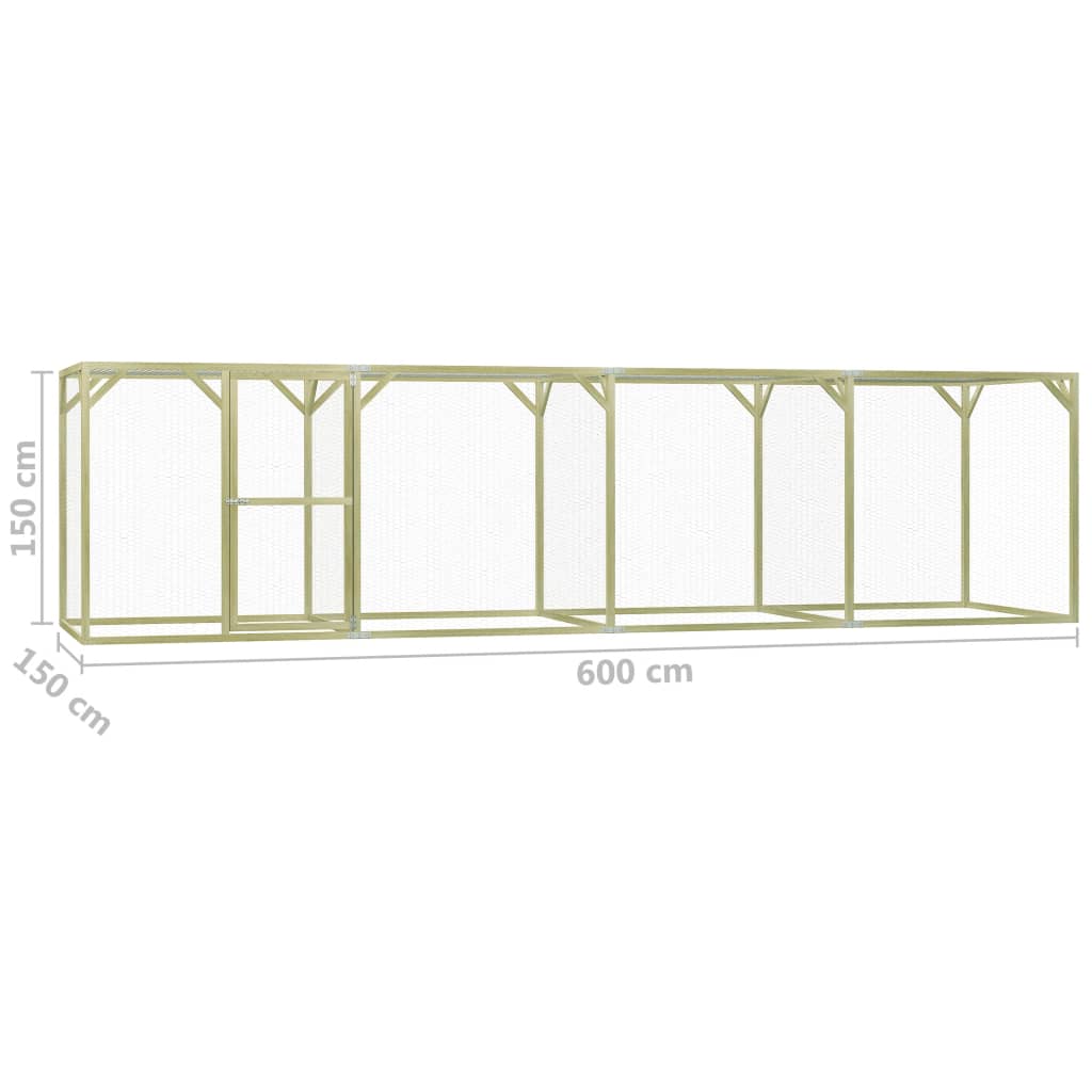 kippenren 1,5x6x1,5 m geïmpregneerd grenenhout