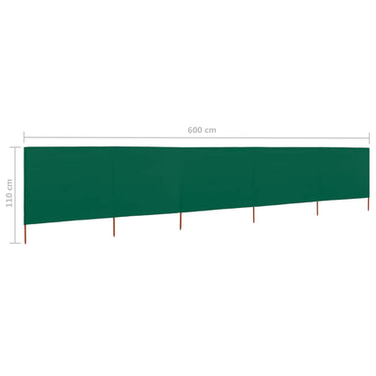 Windscherm 5-panelen 600x80 cm stof groen