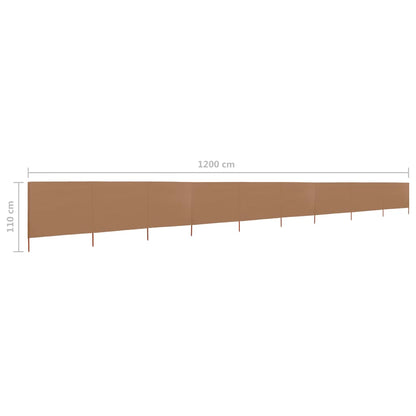 Windscherm 9-panelen 1200x80 cm stof taupe