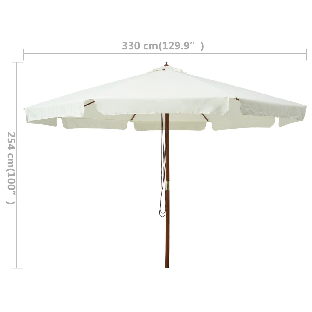 Parasol met houten paal 330 cm zandwit