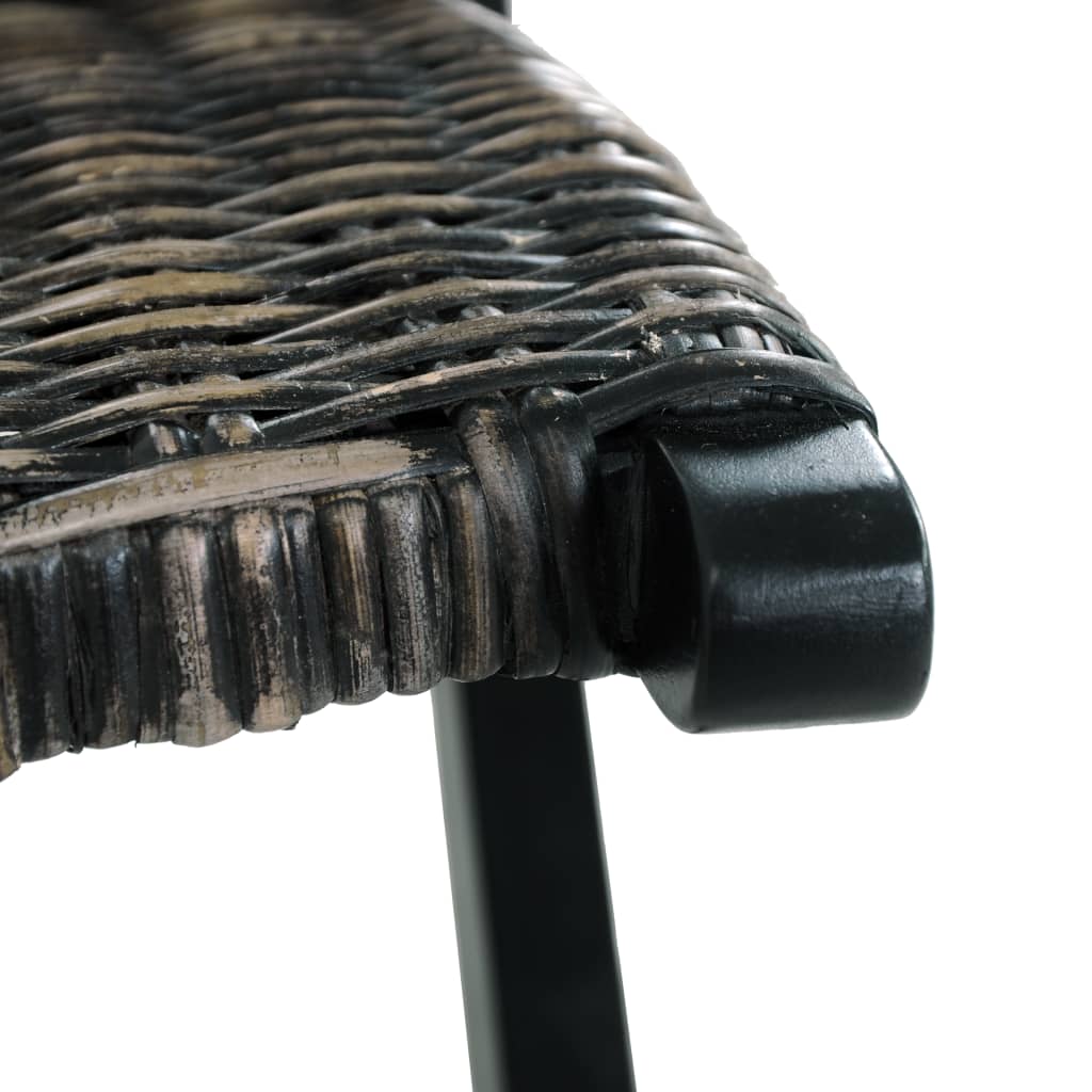 Relaxstoel natuurlijk kubu rattan en massief mahoniehout zwart