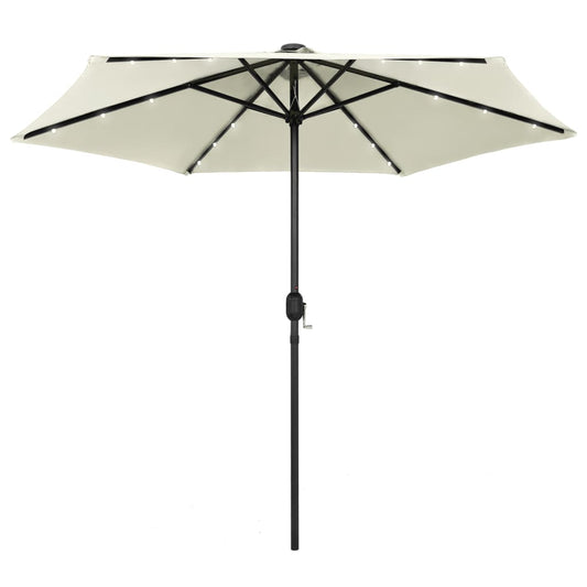 Parasol met LED-verlichting en aluminium paal 270 cm zandwit