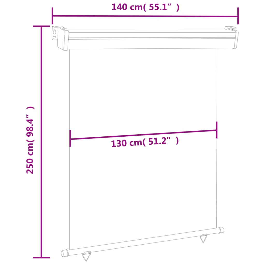 Balkonscherm 140x250 cm crèmekleurig